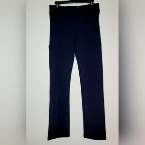 Betabrand 7-Pocket Pants Yoga Women's Medium Long Bootcut Navy Classic Pull On